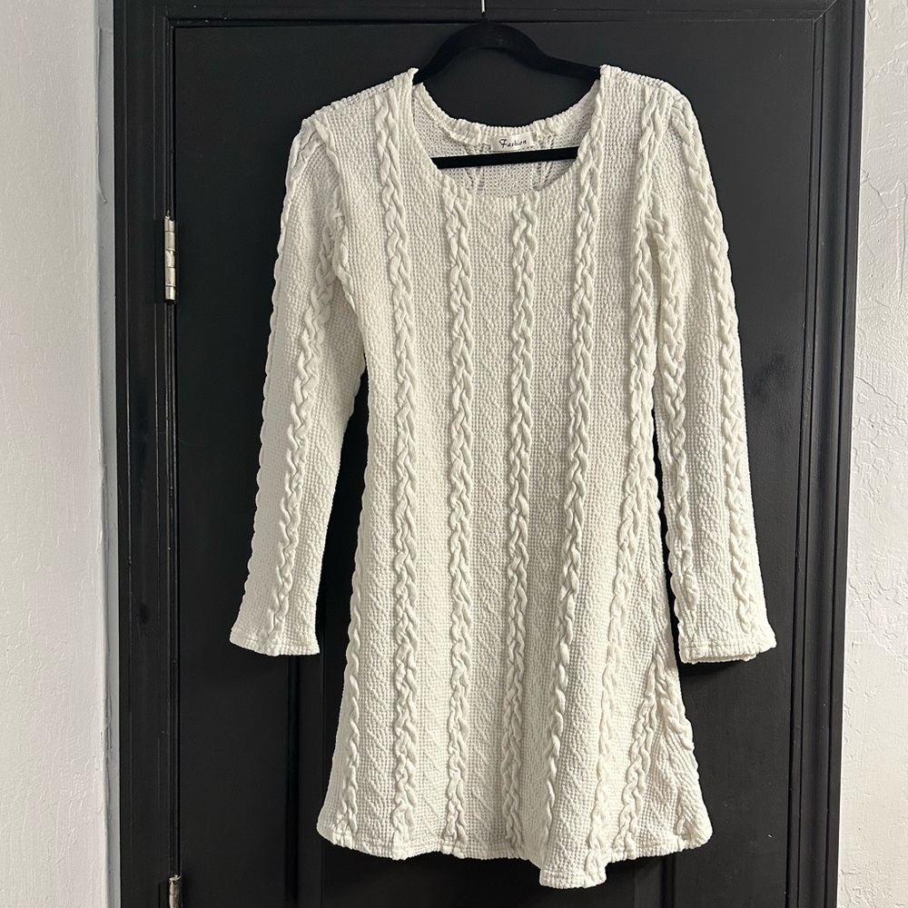 Long Sleeve Cable Knit Sweater Dress